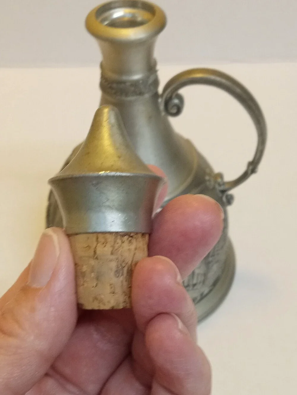 Vintage German pewter decanter produced by the maker SKS Zinn (marked 